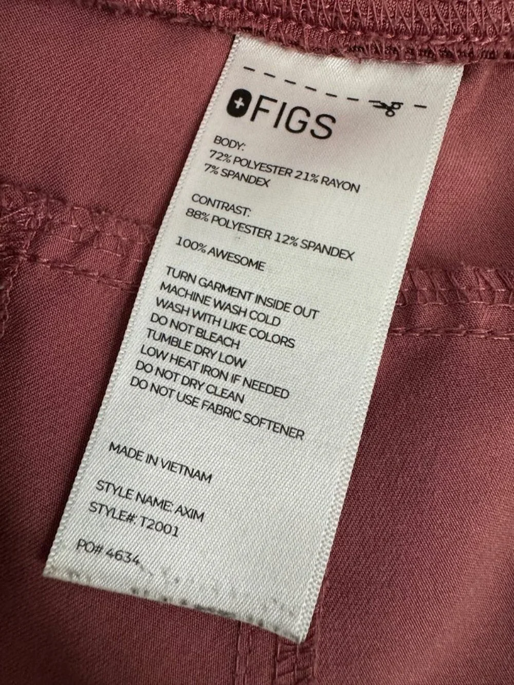 FIGS Axim Cargo Scrub Pants Men’s Small Mauve Jogger Stretch Medical